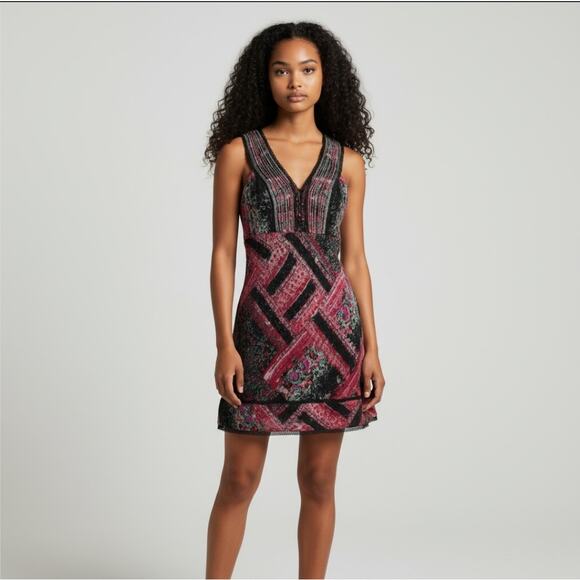 Free People Vintage Wool Size 12 Beaded Dress - Picture 2 of 7